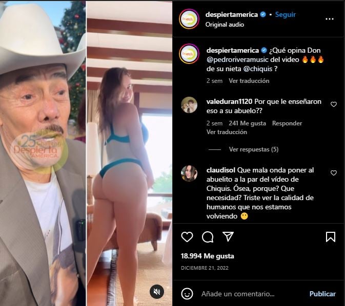 Al mayor de los Rivera se le tachó de dar comentarios inapropiados de su nieta la Chiquis Rivera