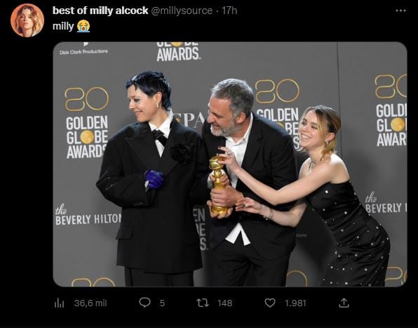 Usuarios de twitter señalaron que Milly Alcock habría subido a recibir el premio estando 'borracha'