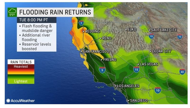 Las tormentas llegaran al estado de California desde inicios de la semana