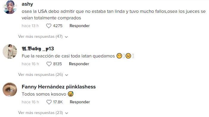 En comentarios muestran estar de acuerdo con la reacción de Miss Kosovo