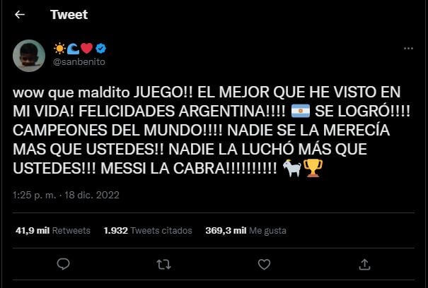 Artistas internacionales celebraron el triunfo argentino como propio.
