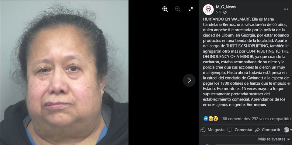 Hispana es detenida por robo en Walmart la noche del viernes
