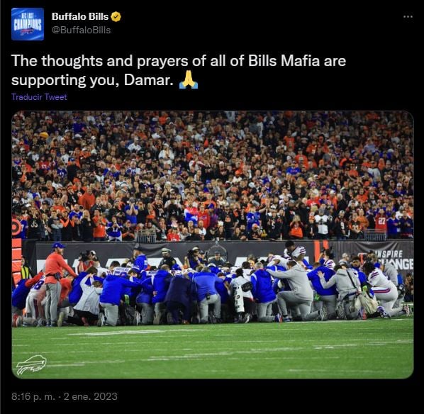 Los Buffalo Bills comparten mensaje de aliento para el safety