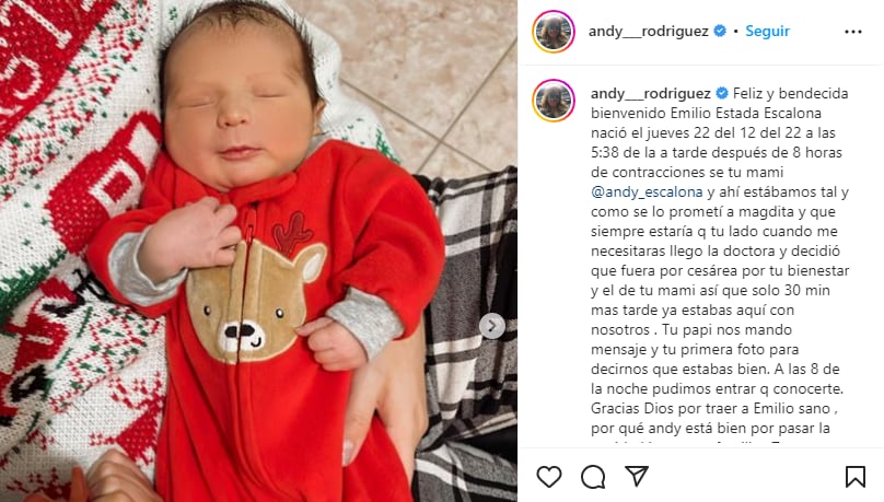 Aparecen fotos nuevas del bebé de la conductora Andrea Escalona