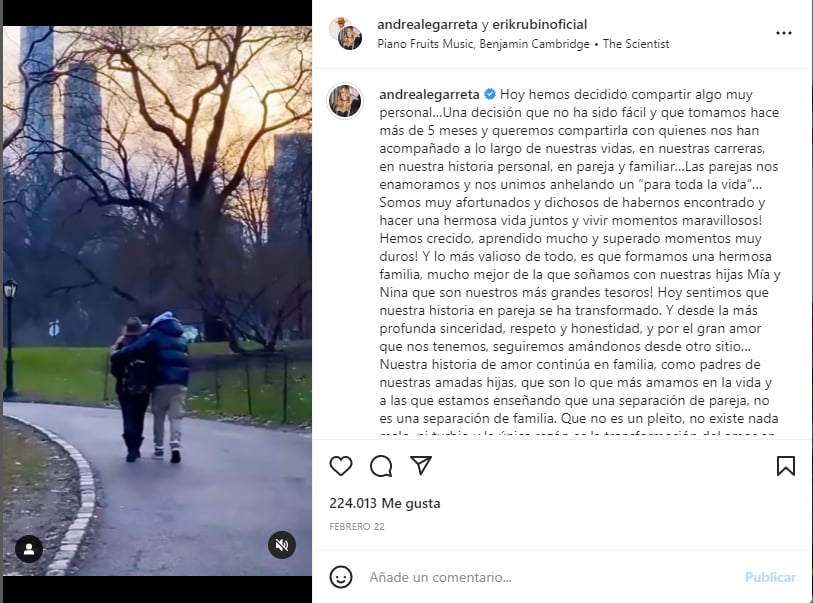 Andrea and Erik; just a week after making their separation public