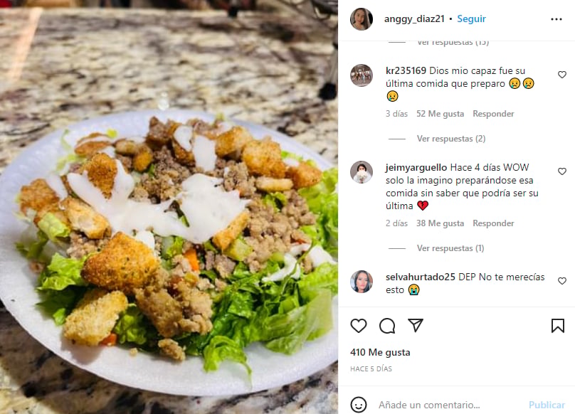 Anggy compartió su última ensalada en el trabajo