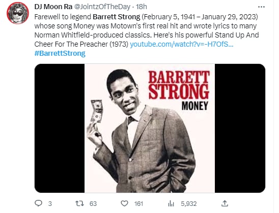 Strong was unable to come close to the level of success of "Money"