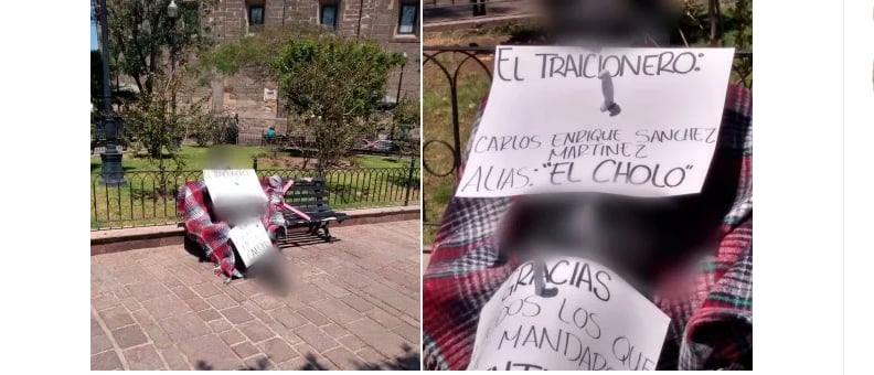 They found him on a bench and with the phrase "the treacherous" on top of it