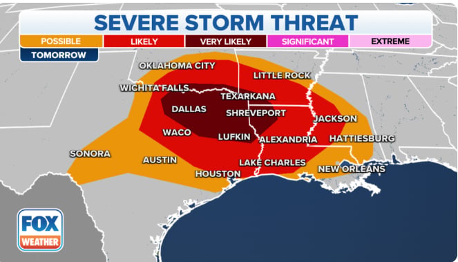 Alertan ante posibilidades de tormentas severas, granizo y fuertes vientos en EEUU