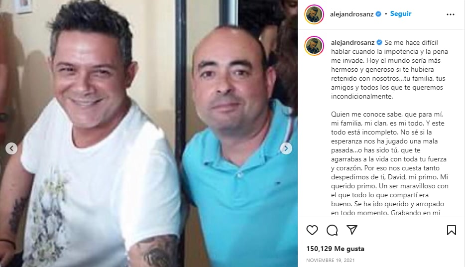 El primo de Alejandro Sanz que murió de cáncer