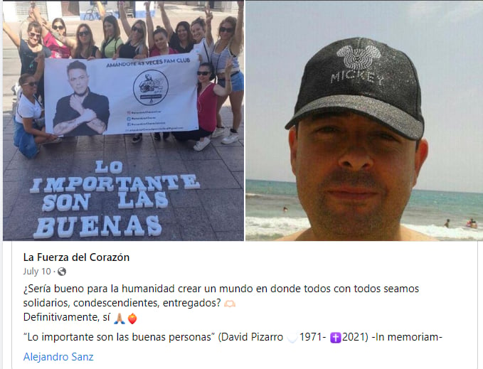 Club de fans envía apoyo a Alejandro Sanz