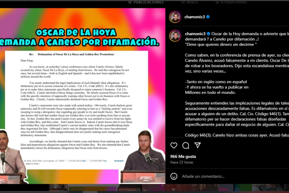 Oscar de la Hoya, Saúl Canelo Álvarez, Boxeo, México, Demanda
