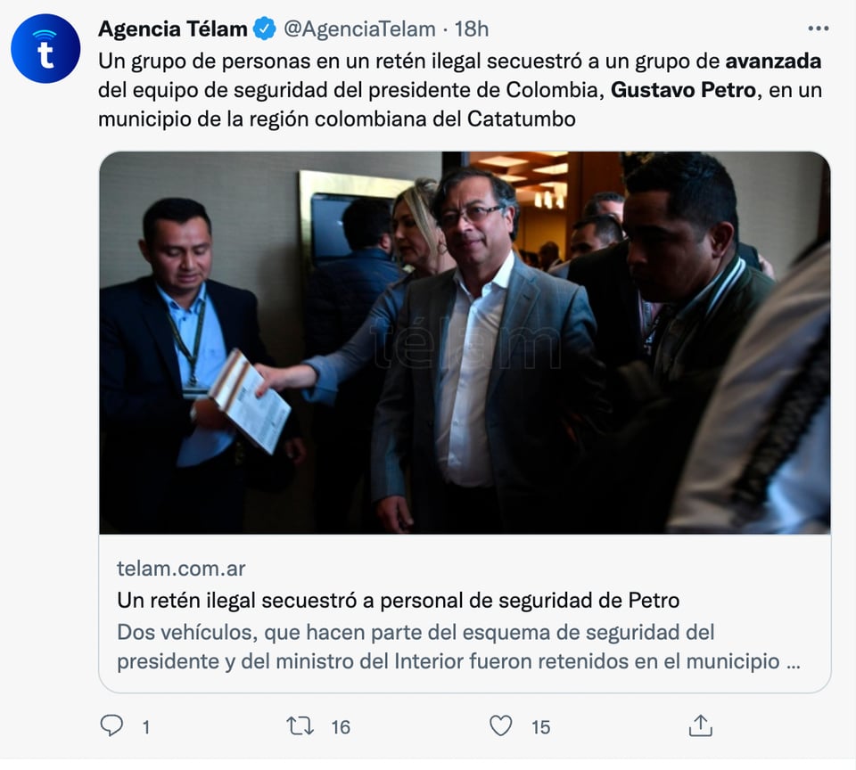 Gustavo Petro tiene una política de "paz total"
