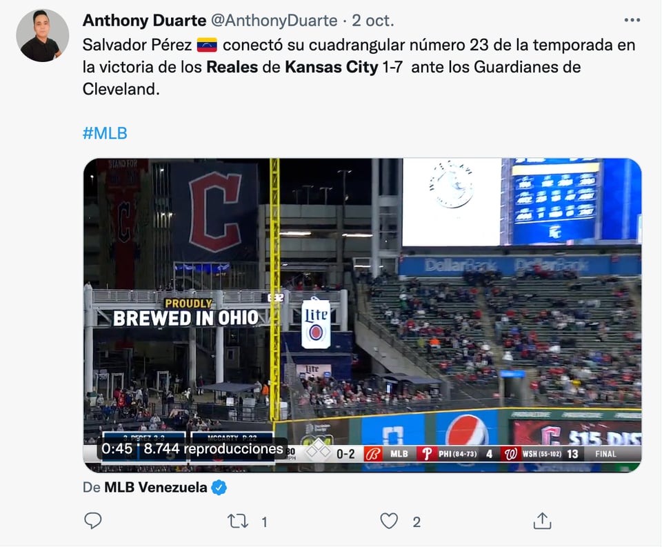 Cleveland tiene la mejor marca de las Grandes Ligas