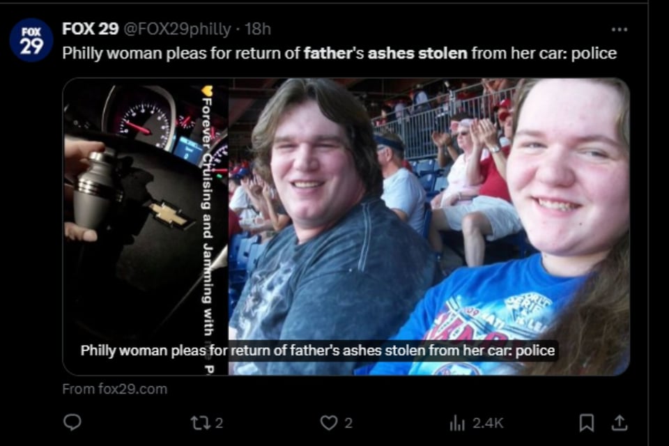 Haley Ann Burgess's ashes stolen, Philadelphia, Pennsylvania, Mayfair, Dave Jonassen