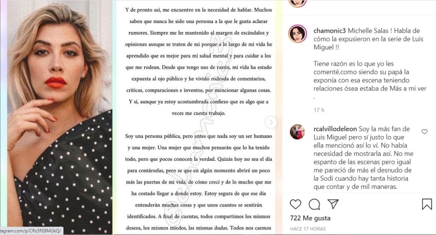 Michelle Salas, daughter of Luis Miguel, annoys her father for sexualizing her image