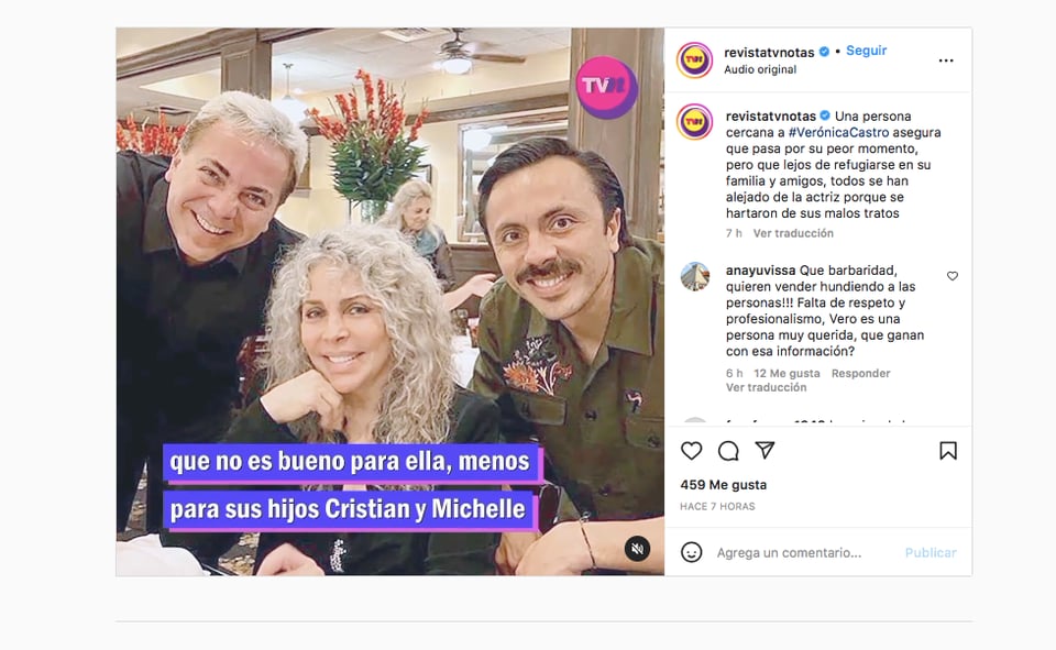 Verónica Castro devastada
