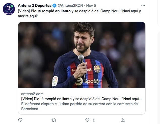 Piqué no se contuvo y lloró