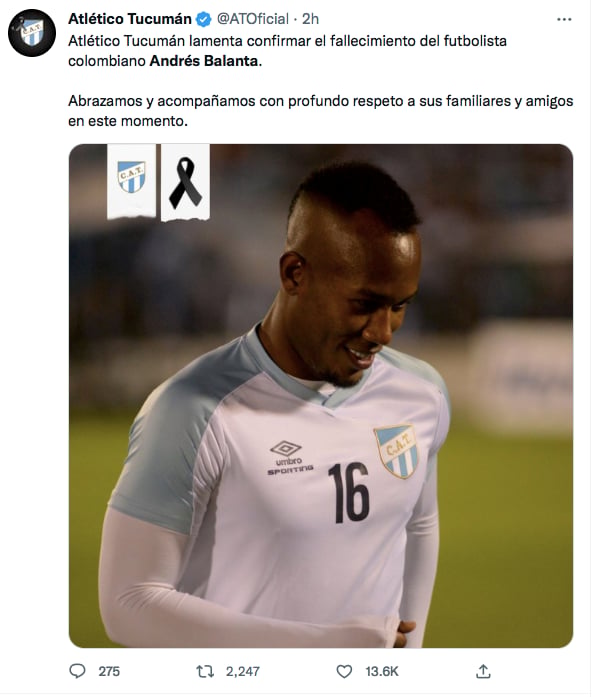 Andrés Balanta se desvanece