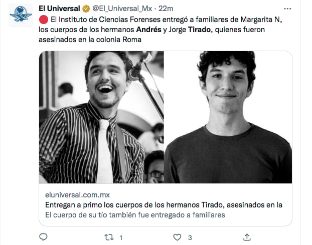 Asesinato Andrés Tirado y hermano y tío
