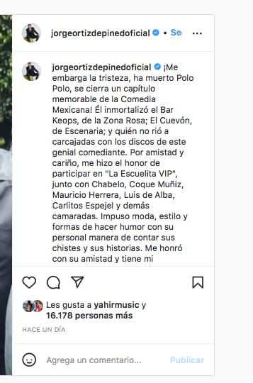 Mensaje por muerte de Polo Polo