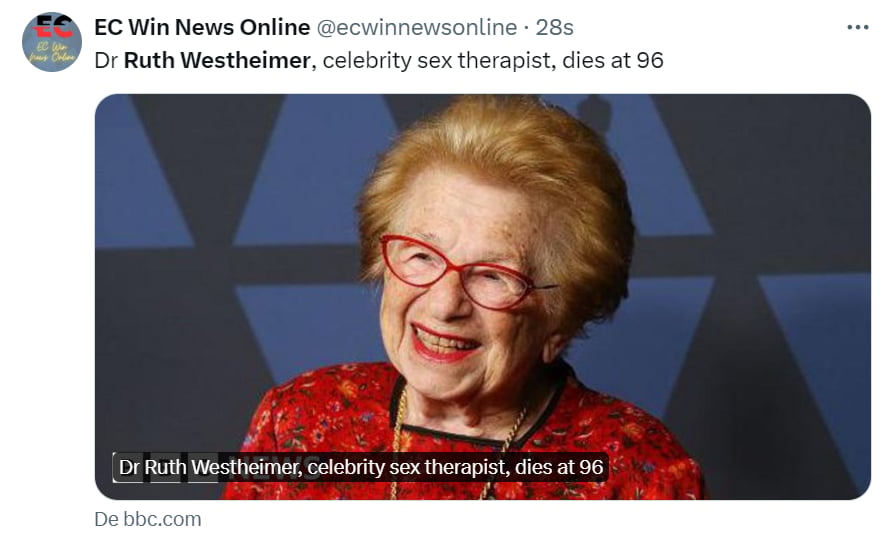 Ruth Westheimer, dra ruth, educadora sexual, eeuu
