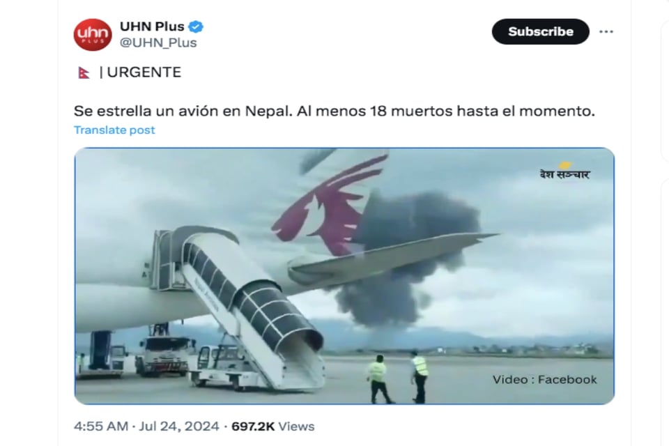 tragedia, accidente, muerte, aeroplano, Nepal
