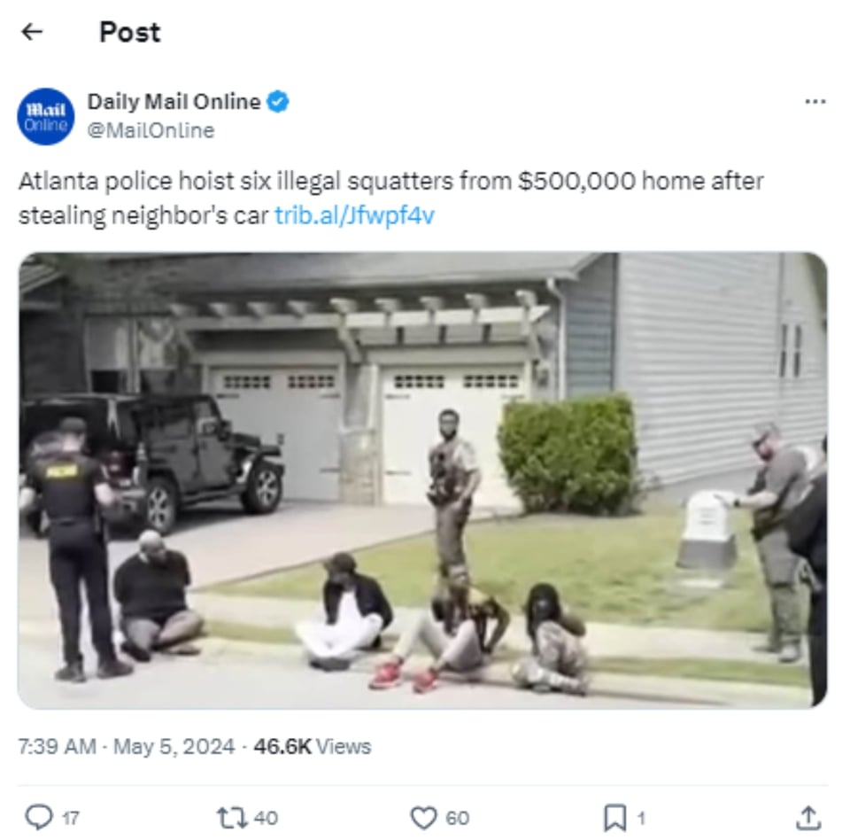 six squatters arrested in atlanta, georgia, crime, news