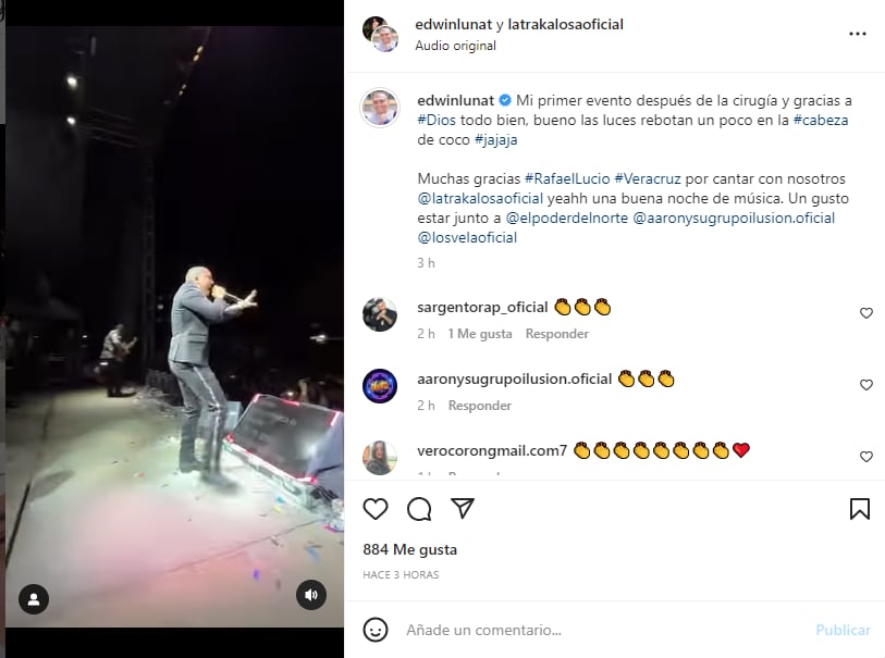 Tras 'preocupante' operación reaparece Edwin Luna