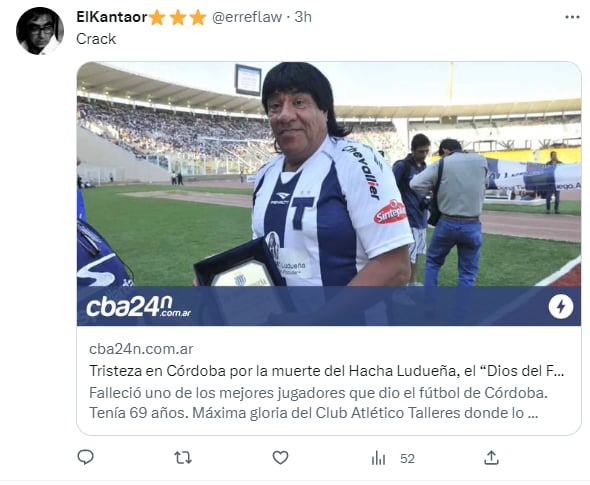 Ludueña murió supuestamente debido a un accidente cerebrovascular