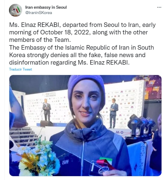 ¿Será enviada a prisión Elnaz Rekabi?