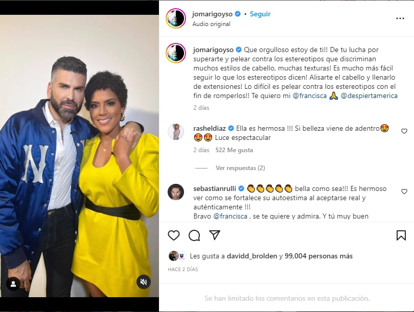 Jomary Goyoso acompañó a la presentadora en su cambio