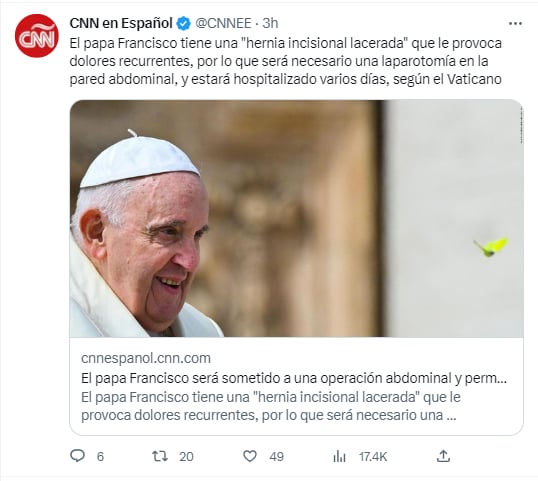 Mala noticia del Papa Francisco; será sometido a una riesgosa operación