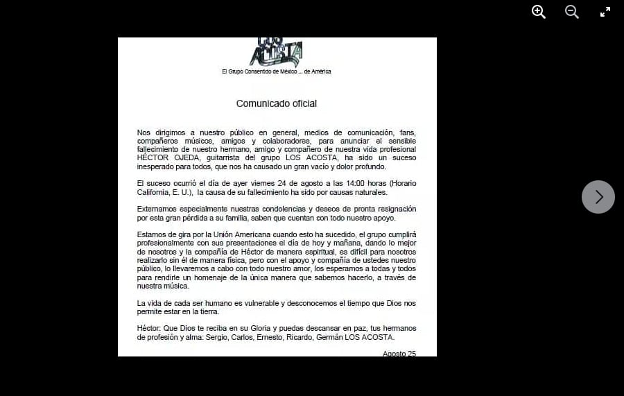 Revelaron las causas de muerte de Héctor Ojeda