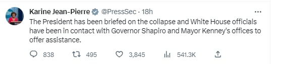 The President of the United States, Joe Biden, has been informed of the event
