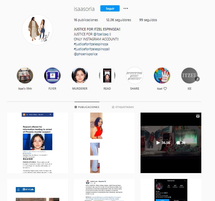 Misterioso perfil de Instagram pide justicia para la joven asesinada Itzel Espinoza