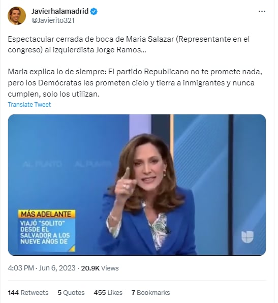The representative defended her position in support of migrants
