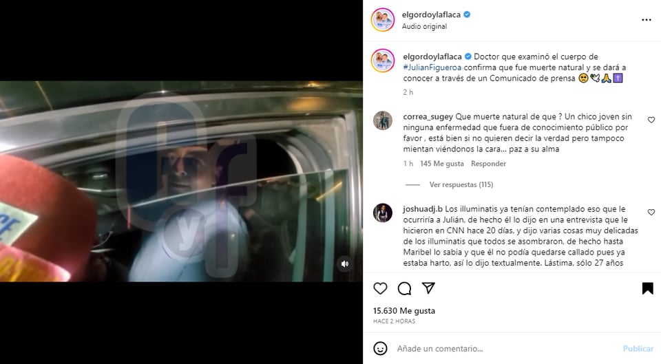 Doctor que examinó cuerpo de Julián Figueroa confirma sospechas sobre su causa de muerte