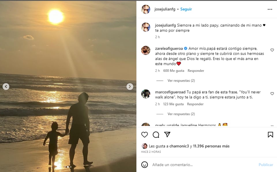 "Siempre a mi lado papi, caminando de mi mano, te amo por siempre"