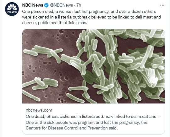 Listeria caused by consumption of meats and cheese