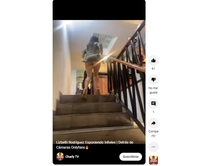 Lizbeth Rodríguez lifts her miniskirt as she goes up the stairs