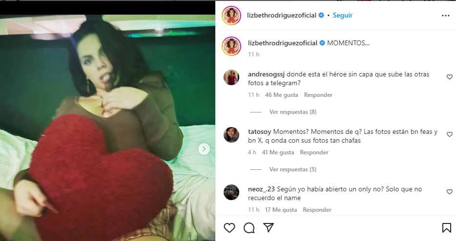 Lizbeth Rodríguez posa seductoramente desde su cama