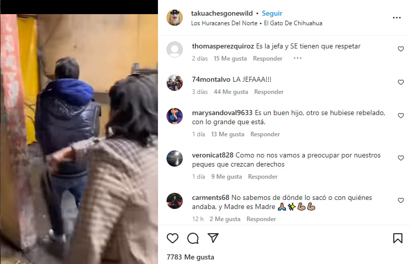 Madre hispana saca a cinturonazos a su hijo de un bar y se vuelve viral