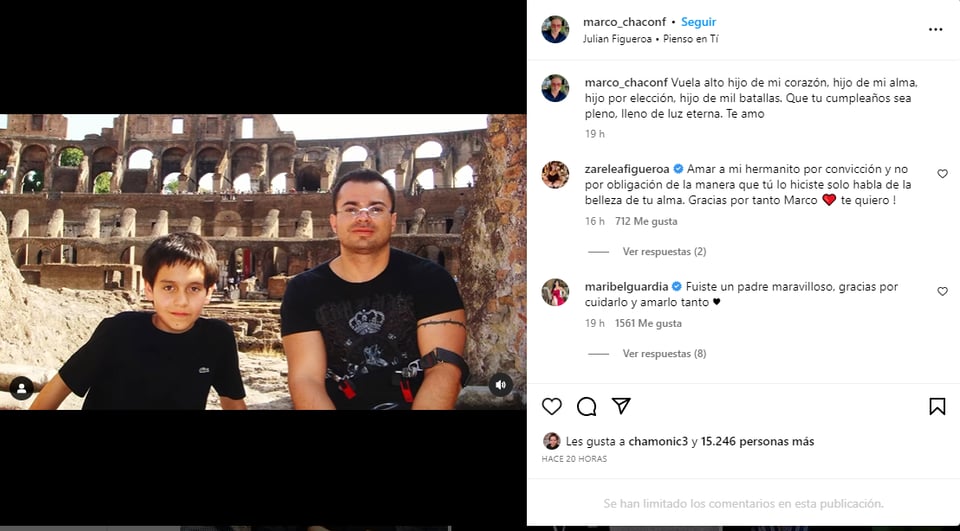 Marcó Chacón: "Vuela alto hijo de mi corazón"