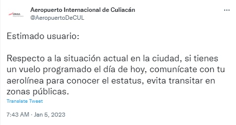 Armed groups close airport and block highways after the capture of Ovidio Guzmán