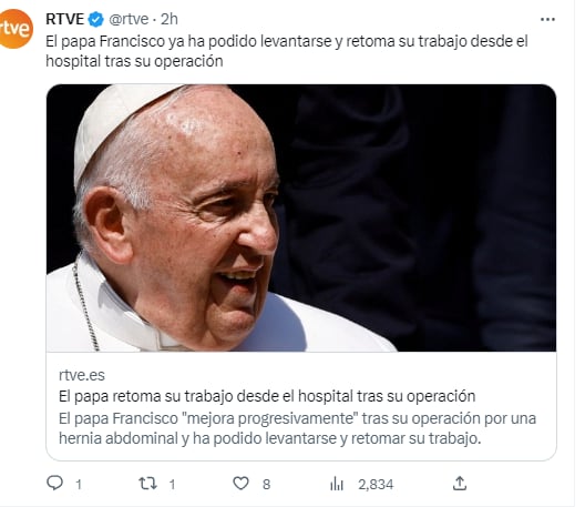 Doctors noted that the tissue removed was benign and that after he recovers, Francisco should be fine.