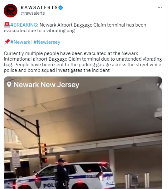 Evacuan de emergencia a pasajeros del aeropuerto de Newark por bolsa 'sospechosa'