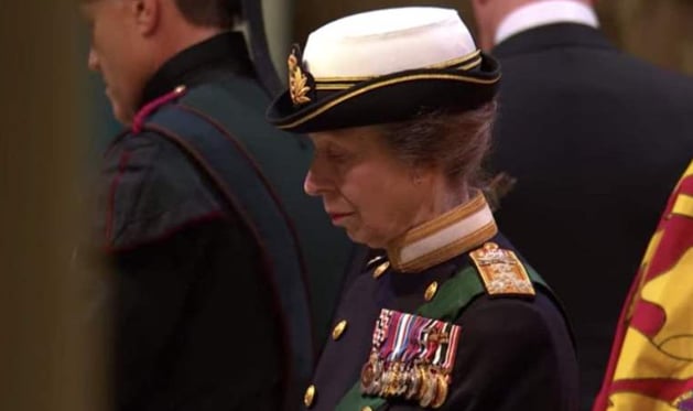 Princess Anne keeping vigil at the coffin of Queen Elizabeth II