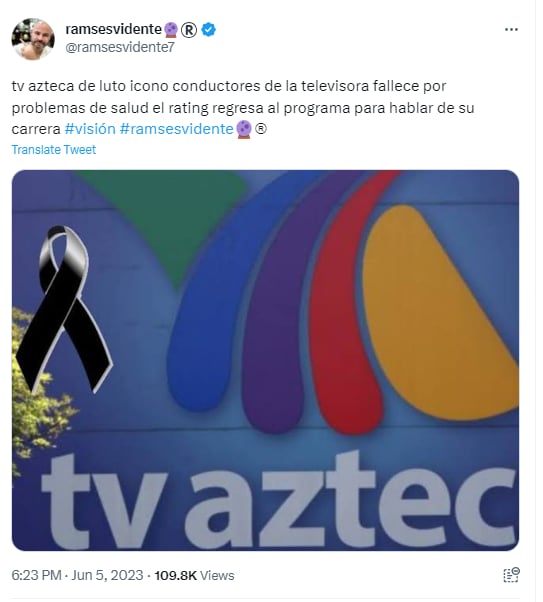 Ramsés Vidente visualiza la muerte de un conductor de TV Azteca