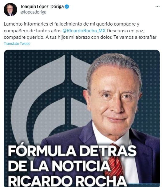 Muere el periodista y presentador de noticias mexicano Ricardo Rocha